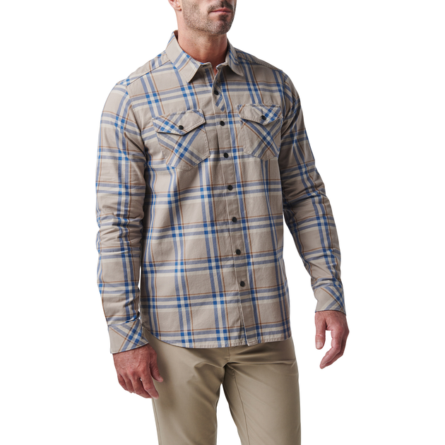 Сорочка тактична 5.11 Tactical Gunner Plaid Long Sleeve Shirt Badlands Tan Plaid XL (72530-171) - изображение 2