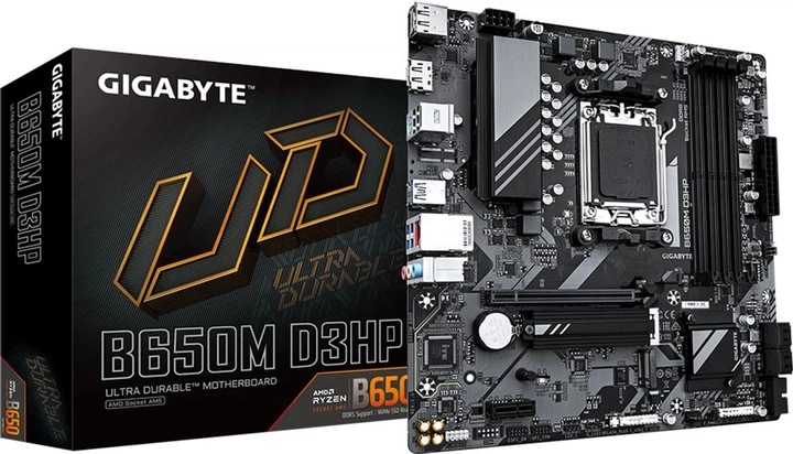 Материнська плата Gigabyte B650M D3HP (sAM5, AMD B650, PCI-Ex16) - Фото 4 Материнська плата Gigabyte B650M D3HP (sAM5, AMD B650, PCI-Ex16) - зображення 4