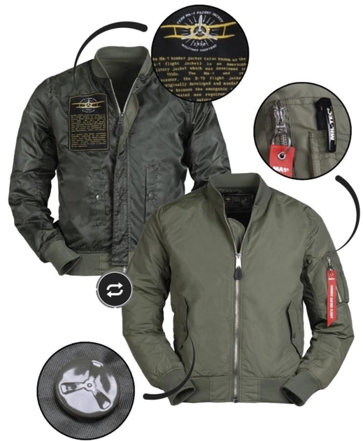 Тактическая куртка Mil-Tec бомбер MA1 Summer Olive 10401501 2ХL - изображение 2
