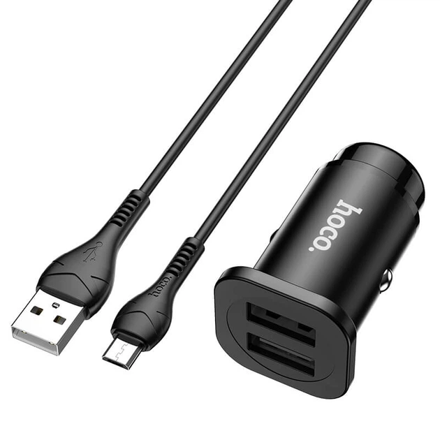 Адаптер автомобильный Hoco Micro USB Cable Wise road dual port Car