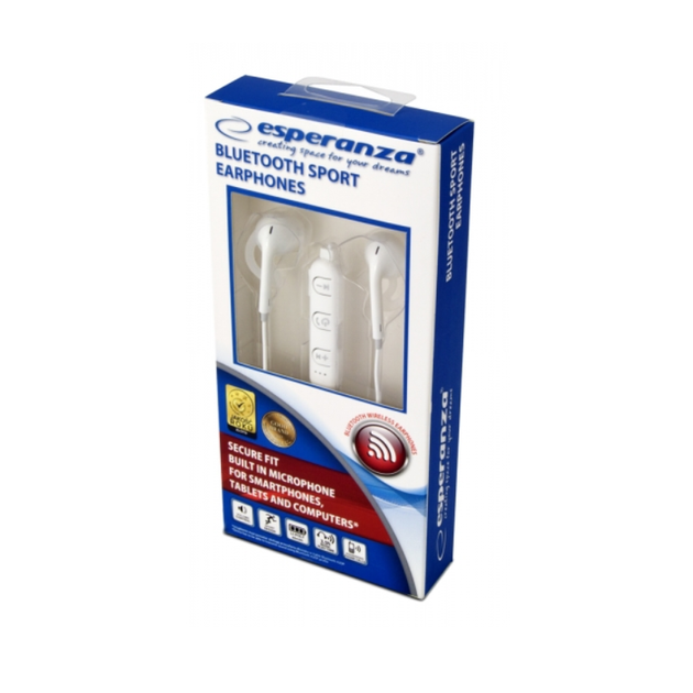 Навушники/гарнітура Esperanza EH187W Wireless Sport Earphones бездротові Білий - Фото 2 Навушники/гарнітура Esperanza EH187W Wireless Sport Earphones бездротові Білий - зображення 2