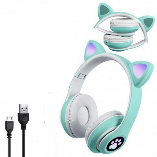 Беспроводные наушники с кошачьими ушками и RGB подсветкой Cat YR-28 ...