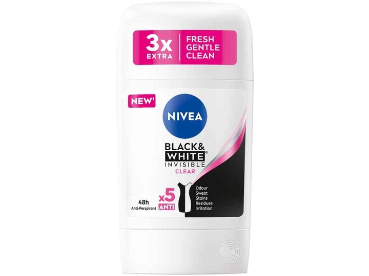 Антипреспірант твердий NIVEA 50мл Black& White Invisible - Фото 1 Антипреспірант твердий NIVEA 50мл Black& White Invisible - зображення 1