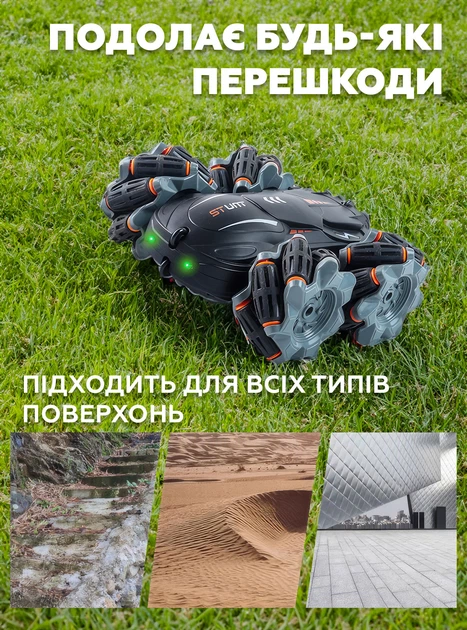 Машинка на пульте трюковая перевертыш машинка с радиоуправлением двухсторонняя джип вездеход SUV для мальчиков полноприводная двусторонняя разворот 360 градусов PW-21 DobraMAMA черный 68396 - изображение 2