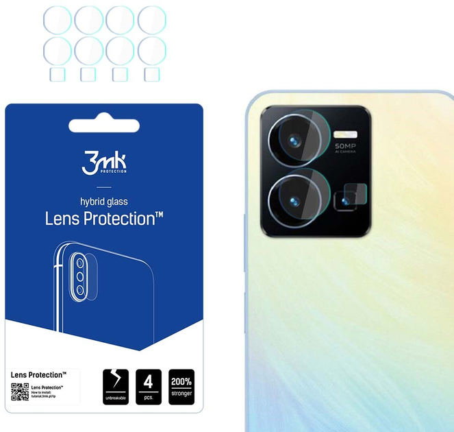 Комплект захисного скла 3MK Lens Protect для камеры Vivo Y22 4 шт (5903108494724) - зображення 1