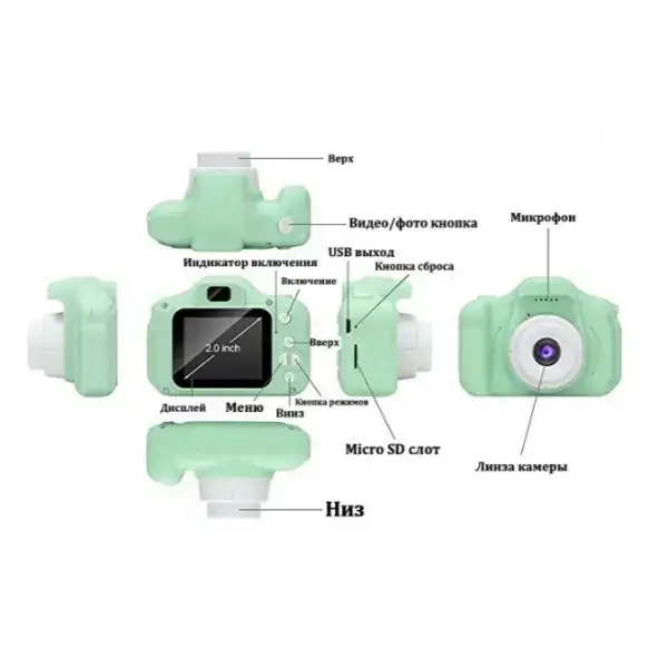 Фотоапарат дитячий GM14 Kids Camera c дисплеєм 2" для дітей зелений - зображення 5