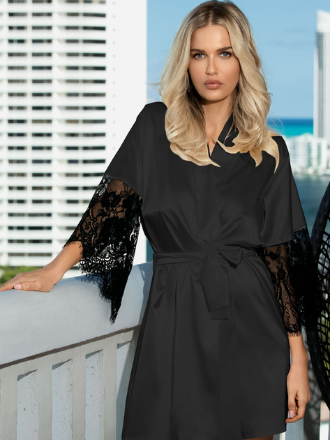 Podomka DKaren Housecoat Dagmara S Black (5903251370203) - obraz 1