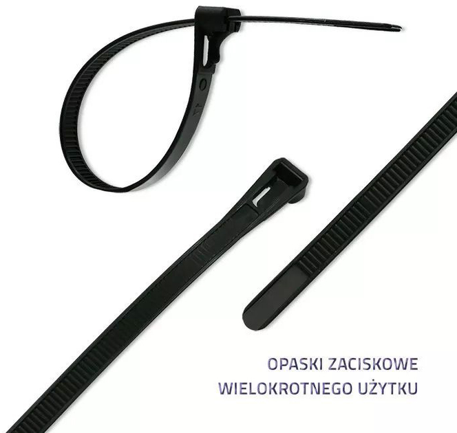 Opaski zaciskowe Qoltec 7.2x250 mm Nylon UV Czarne (5901878522296) - obraz 3