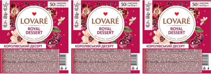 Акция на Бленд квіткового та фруктового чаю Lovare Королівський десерт 50 пакетиків х 3 шт от Rozetka