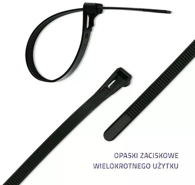 Opaski zaciskowe Qoltec 7.2x450 mm Nylon UV Czarny (5901878522371) - obraz 3