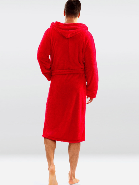 Халат чоловічий махровий з капюшоном DKaren 130 XL Червоний (5903251462687) - зображення 2