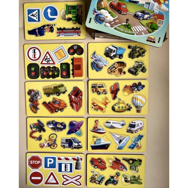 Настольная развивающая игра "Лото: транспорт" Ubumblebees (ПСФ082) PSF082, 52 фигурные фишки 4525451 - изображение 4
