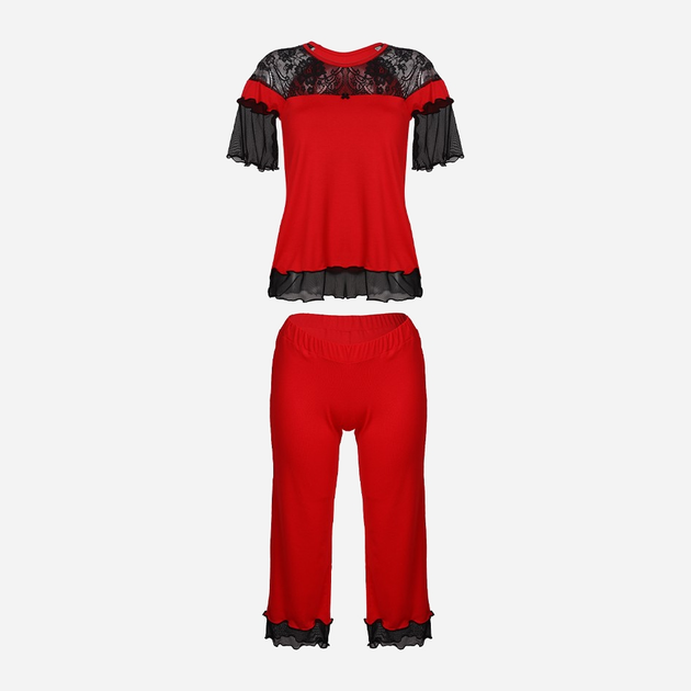 Піжама (кофта + бриджі) жіноча DKaren Set Manuela 2XL Червона (5903251371866) - зображення 4