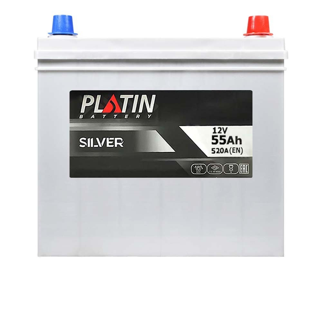 Автомобильный аккумулятор PLATIN Silver Asia 55Ah 520A R+ (правый ...