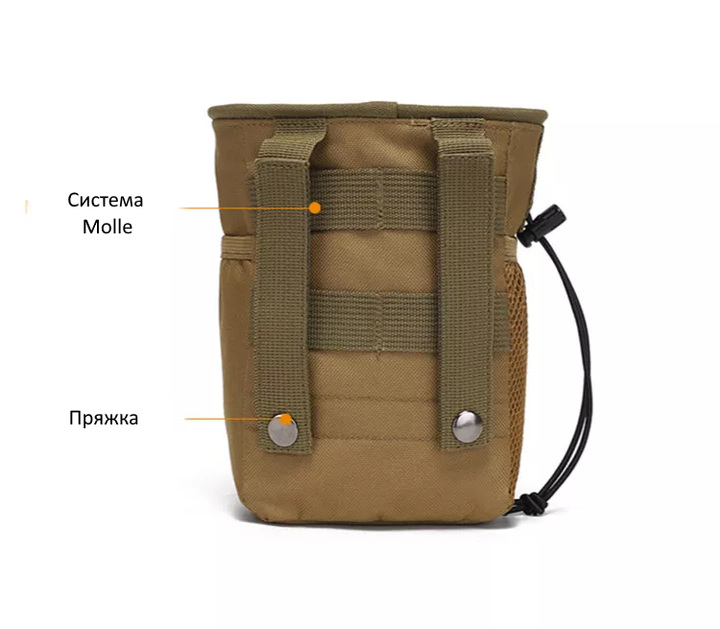 Подсумок сброса пустых магазинов с MOLLE - Тактический Мешок Сумка для гильз Clefers Tactical C21 - Койот (5002223) - изображение 7