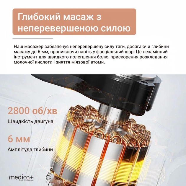 Перкуссионный ручной массажер для тела и мышц Medica+ MassHand Pro 4.0 (Япония) Black - изображение 2