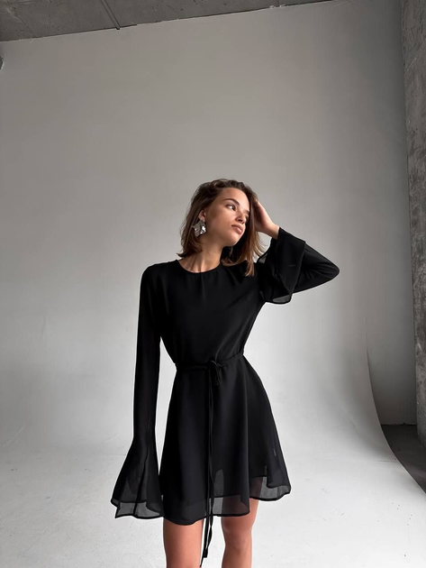 Шифоновое черное платье в пол (54 фото)