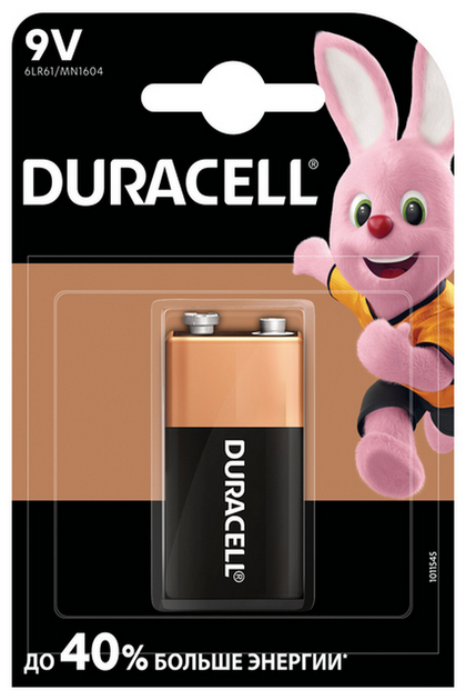 Елемент живлення (батарейка) DURACELL 9V / MN1604 KPN1 * 10 1 шт. - Фото 1 Елемент живлення (батарейка) DURACELL 9V / MN1604 KPN1 * 10 1 шт. - зображення 1