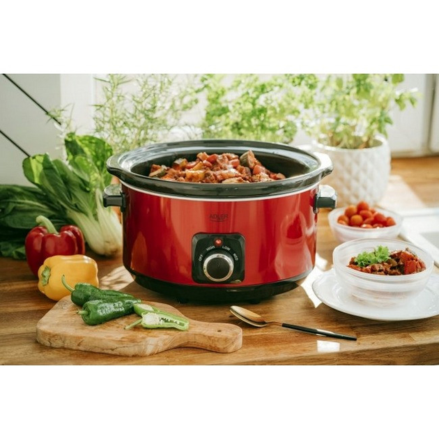 Медленноварка с керамической чашей 5.8 л Adler AD 6413r Red ТМ - изображение 6