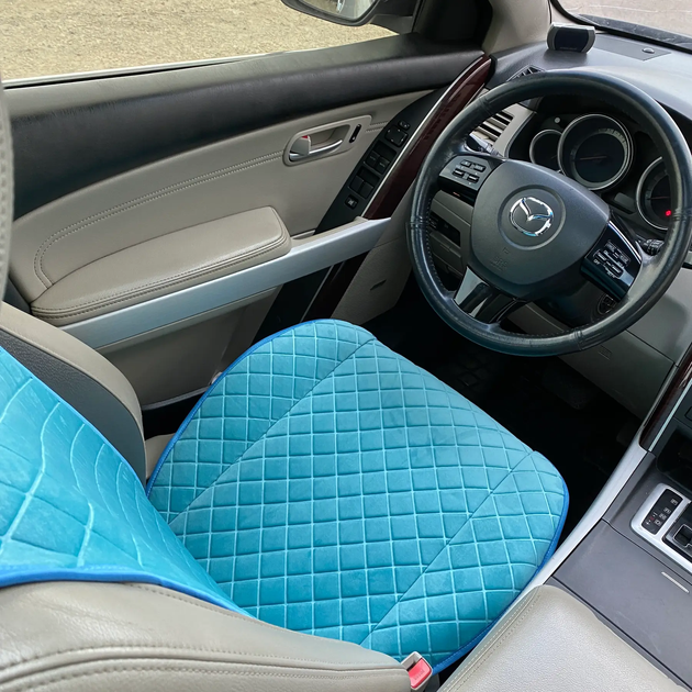 Накидки на сидіння з алькантари Lux ПАЙКА, Квадратний ромб бірюза. Преміум. Повний комплект - изображение 2