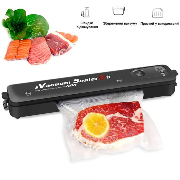 Вакууматор Vacuum Sealer вакуумный упаковщик для продуктов Черный - изображение 2