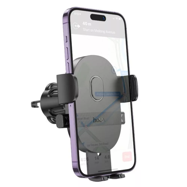 Держатель HOCO Mighty one-button Car holder (air outlet) H18 4.0”– 6.9” black - Фото 3 Держатель HOCO Mighty one-button Car holder (air outlet) H18 4.0”– 6.9” black - изображение 3