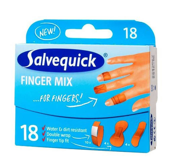 Пластир Salvelox Apsito Adhesivo Finger Mix 18 шт (7310615400557) - зображення 1