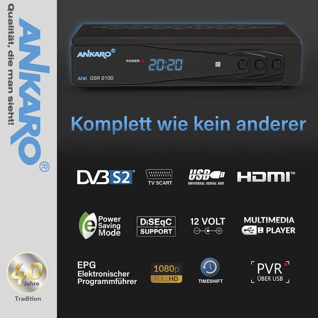Цифровий супутниковий ресівер Full HD ANKARO DSR 2100 з USB-медіаплеєром - зображення 4