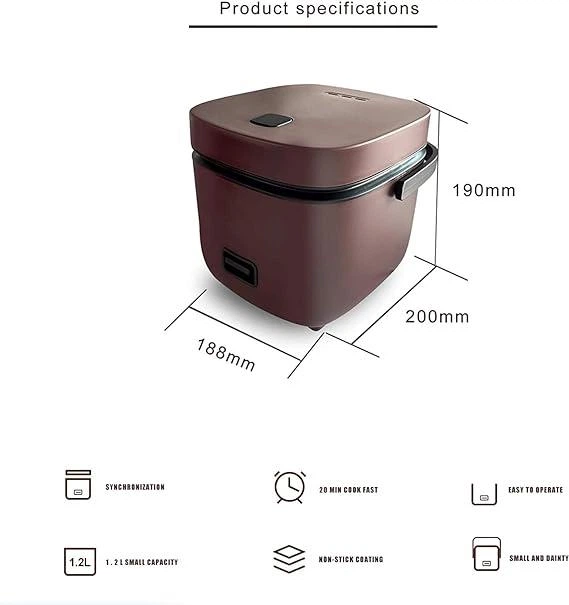 Рисоварка ANJIELO SMART JWS-6661B, 1,2 л с антипригарным покрытием Коричневый - изображение 3