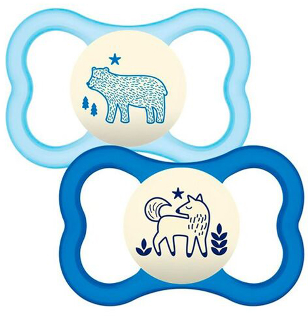 Smoczki dla dzieci Mam Baby Dummy Nighttime 6+ Blue Silicone 2 szt (9001616716843) - obraz 1