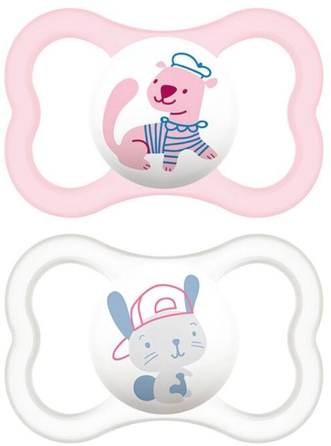 Smoczki dla dzieci Mam Baby Dummy Air 6+ Silicone Pink 2 szt (9001616716980) - obraz 1