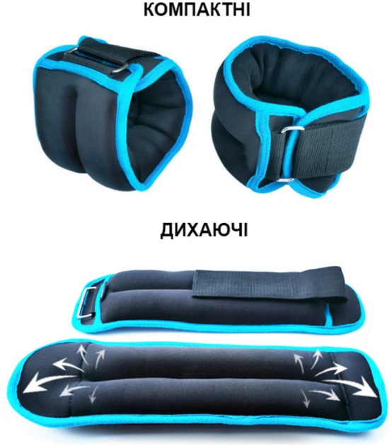 Утяжелители неопреновые Newt 2 шт по 2 кг Черно-бирюзовые (NE-LG-WR-B2) - Фото 3 Утяжелители неопреновые Newt 2 шт по 2 кг Черно-бирюзовые (NE-LG-WR-B2) - изображение 3