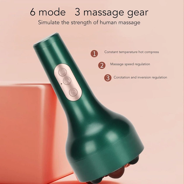 Ручной массажер для живота и тела Roller KNEADING 18W с имитацией человеческого разминания Зеленый - изображение 5