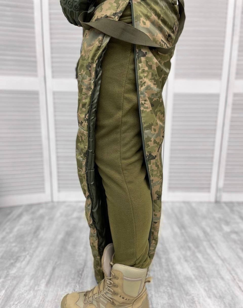 Армейский зимний водонепроницаемый костюм Softshell (куртка и штаны) на флисе и синтепоне (Камуфляж Пиксель) M - изображение 2