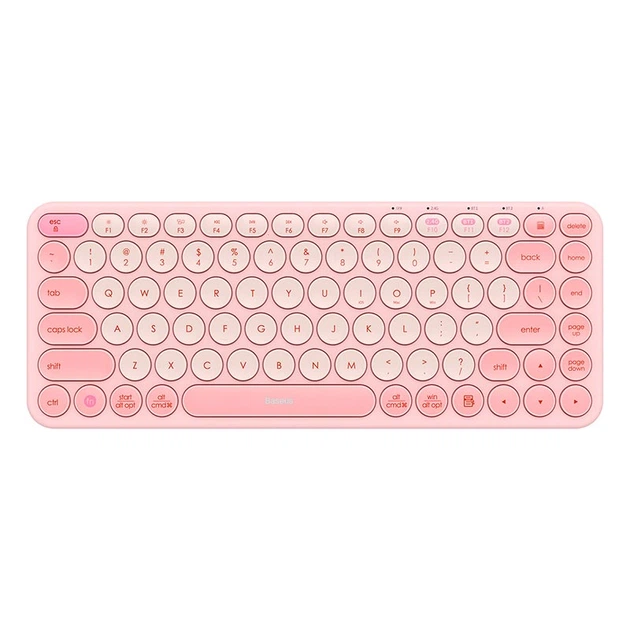 Клавиатура Baseus K01A Wireless Tri-Mode Keyboard |2.4G/BT1+BT2, 2xAAA Battery| розовая - Фото 1 Клавиатура Baseus K01A Wireless Tri-Mode Keyboard |2.4G/BT1+BT2, 2xAAA Battery| розовая - изображение 1
