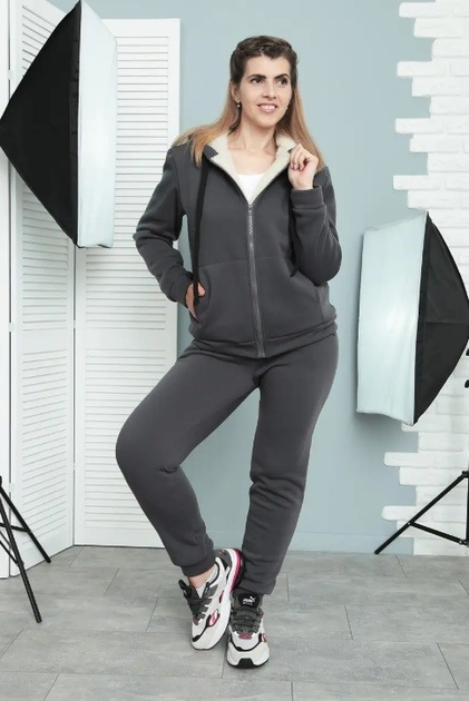 Теплый женский спортивный костюм Fashion на меху 50/52 графит от ...