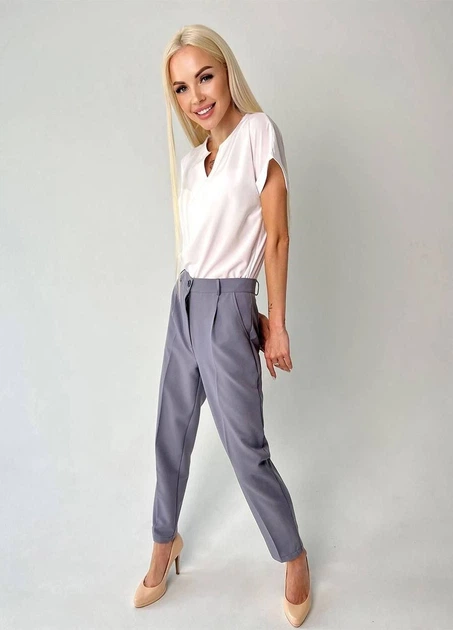 Класичні жіночі укорочені брюки Fashion 42 сірий - Фото 2 Класичні жіночі укорочені брюки Fashion 42 сірий - зображення 2