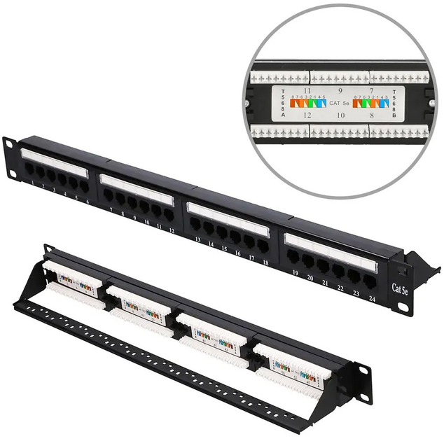 Panel krosowy ExtraLink 19" 1U 24 porty Cat 5e UTP V2 Czarny (EX.9809) - obraz 3