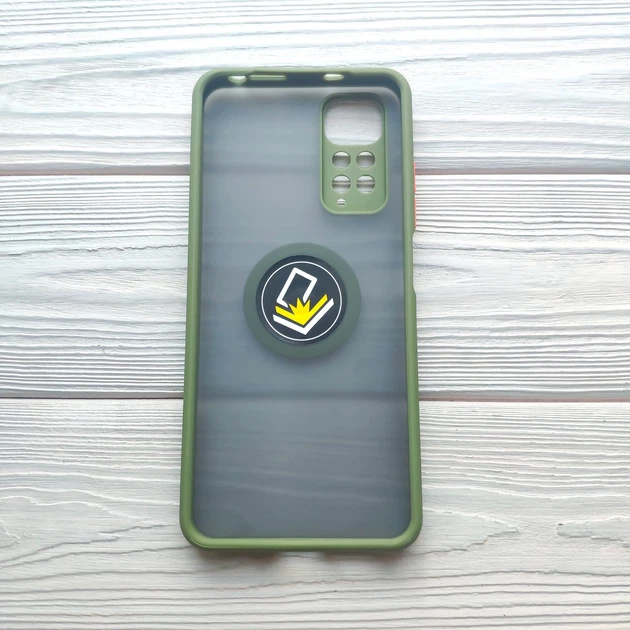 Чехол Armor Ring для Xiaomi Redmi Note 11 / Note 11S противоударный c кольцом Оливковый - изображение 2