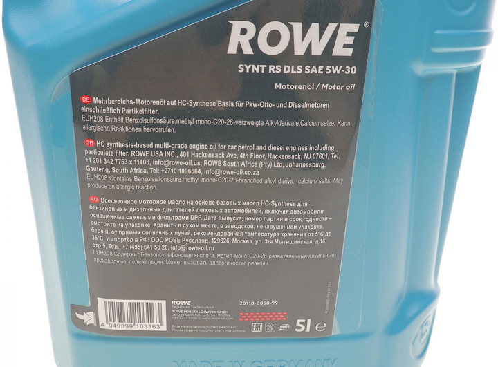 Моторна олива ROWE 5W-30 Hightec Synt RS DLS 5 л (20118-0050-99) – фото ...