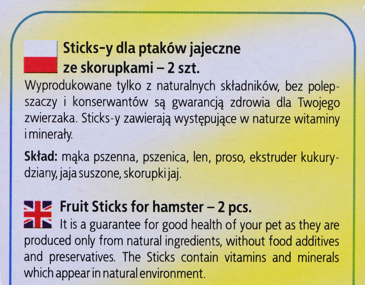 Sticks dla ptakow jajeczne Megan ze skorupkami 2 szt (5908241611458) - obraz 3