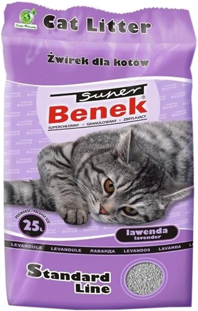 Żwirek dla kotów zbrylajacy CERTECH Super Benek Standard Lawenda 25l (20kg) (5905397010739) - obraz 1