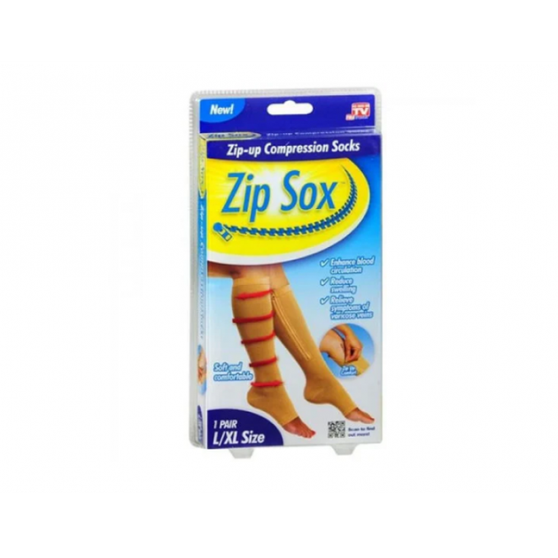 Компрессионные гольфы для фиксации лодыжек Zip Sox, бежевый l/xl - изображение 4