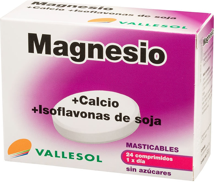 Kompleks minerałów Vallesol Magnesium Calcium Isoflavones 24 Chewable Tablets (8424657740225) - obraz 1