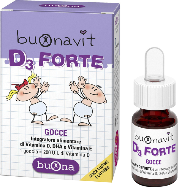 Kompleks witamin i minerałów Buona Buonavit D3 Forte Drops 12ml (8032749650408) - obraz 1