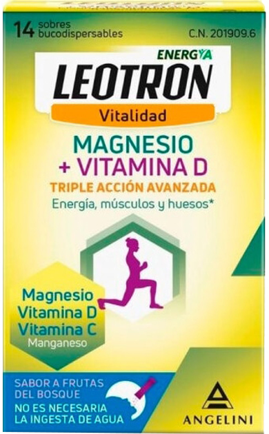 Kompleks witamin i minerałów Leotron Vitality Magnesium + Vitamin D 14 Envelopes (8470002019096) - obraz 1