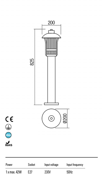 Стовпчик NORGE ST H825 E27 42W IP33 CF (4.1.1) Redo 9576 - изображение 3