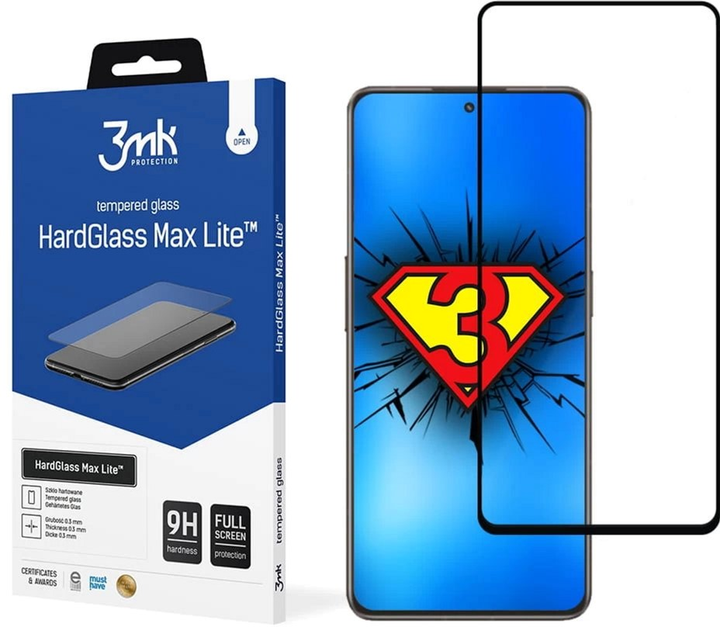 Захисне скло 3MK HG Max Lite для Realme GT2 Master Explorer чорне (5903108489850) - зображення 1