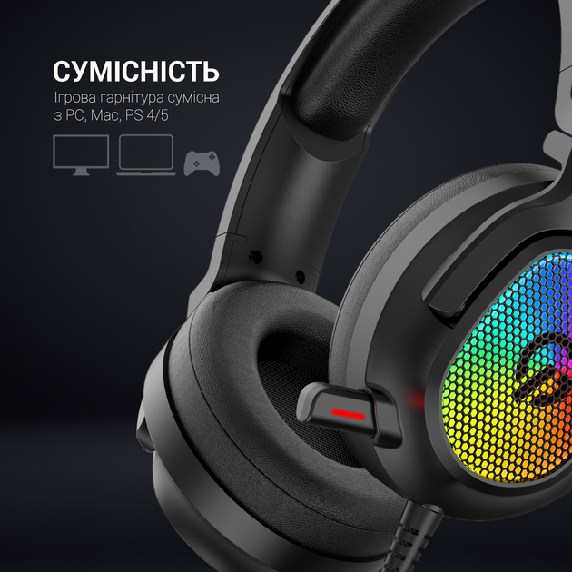 Ігрова гарнітура GamePro 7.1 з RGB підсвічуванням (HS1300) - зображення 16
