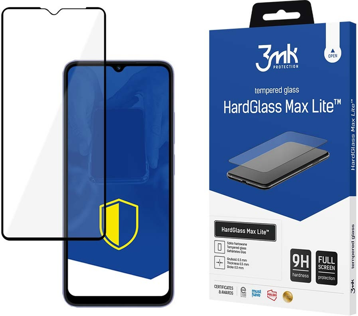 Захисне скло 3MK HardGlass Max Lite для Xiaomi Redmi 9AT Black (5903108521147) - зображення 1